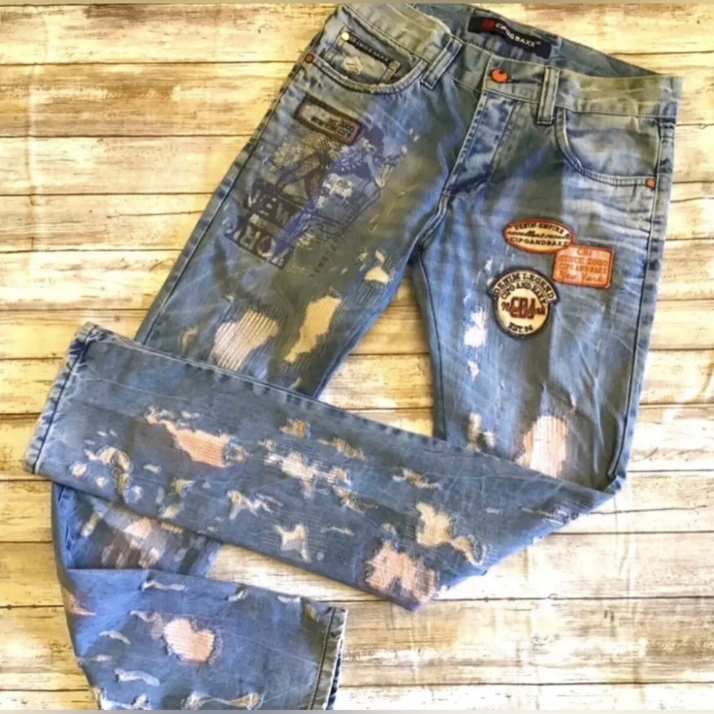 Cipo & Baxx Designer Embellished Jeans"RARE" VTG Sz. 29 x 34 (Actual 32” W) NWOT
